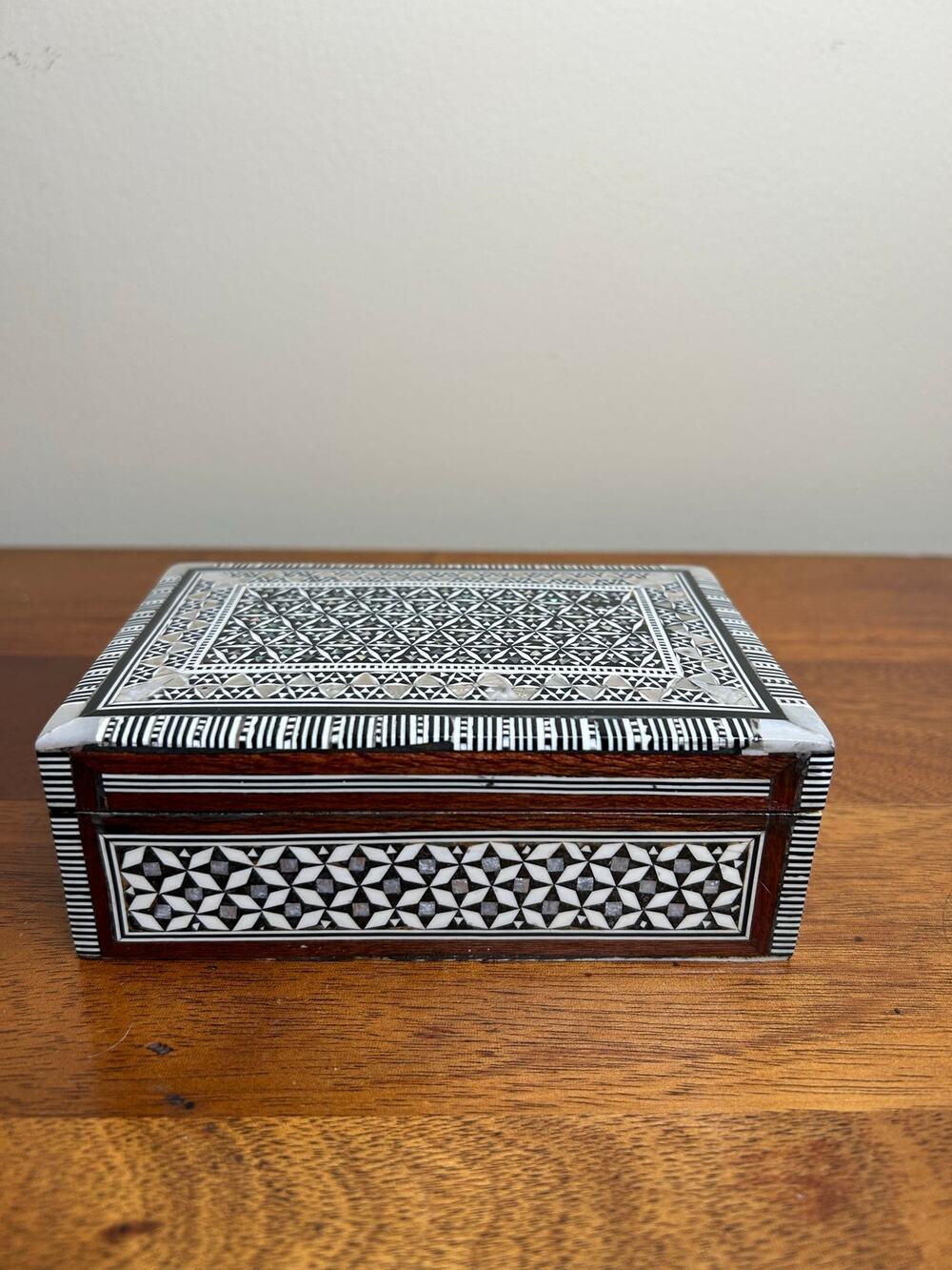 Vintage Egyptian Jewelry Box with Mother of Pearl Inlay